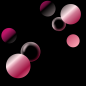 Mobile Preview: Jersey Punkte Kreise schwarz - pink
