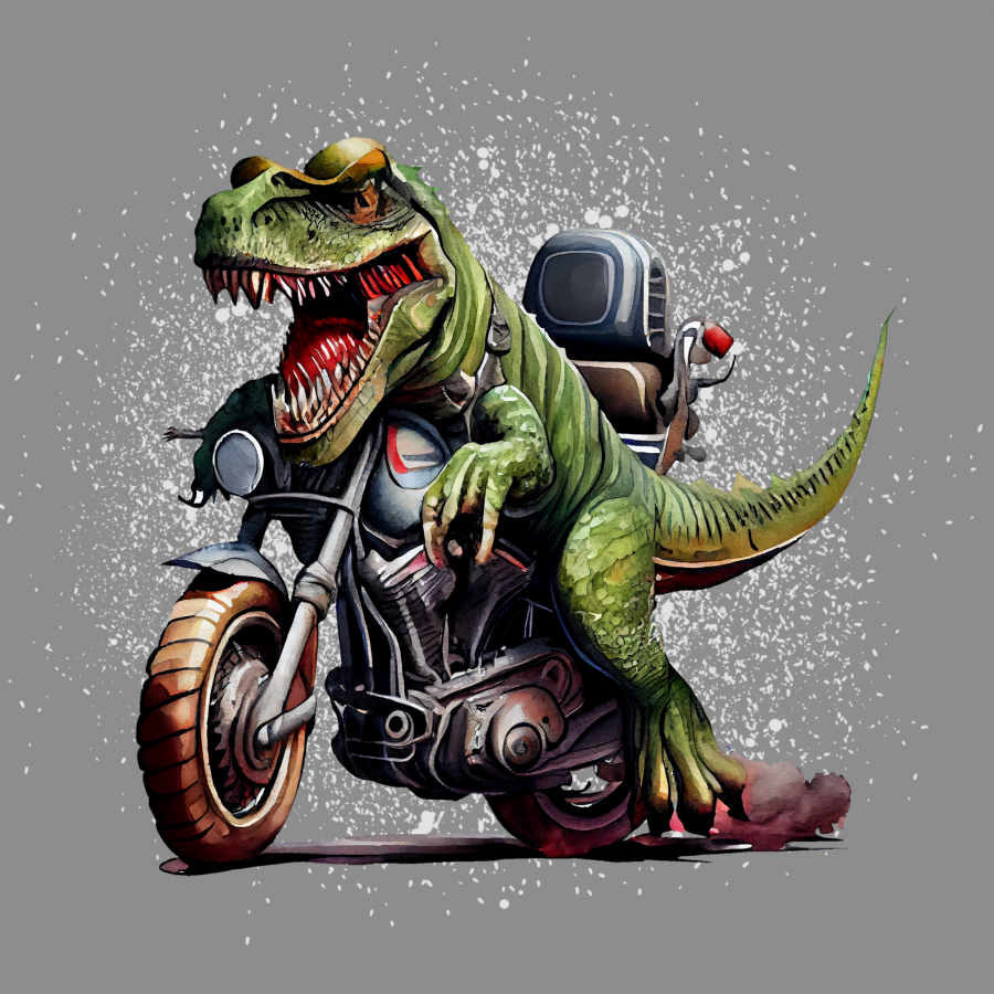 Minipanel Dino Rider Motorrad - dunkelgrau 25x25cm
