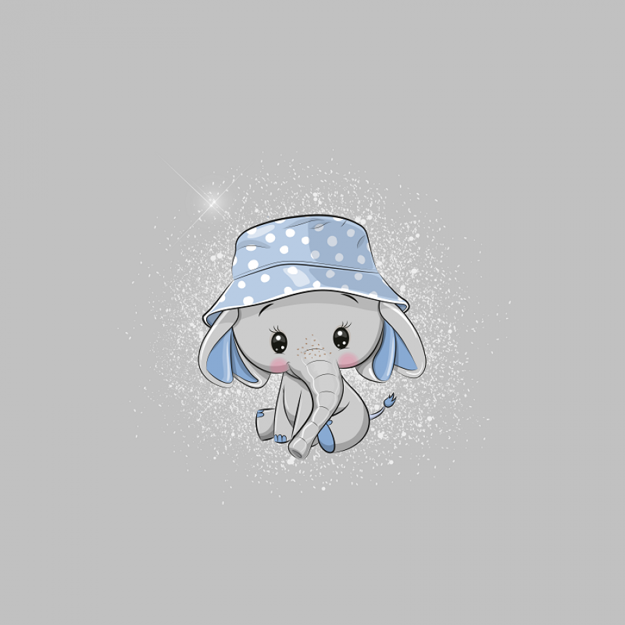 Panel Elefant Hut blau - hellgrau