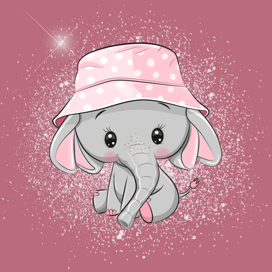 Patch Elefant Hut rosa - altrosa