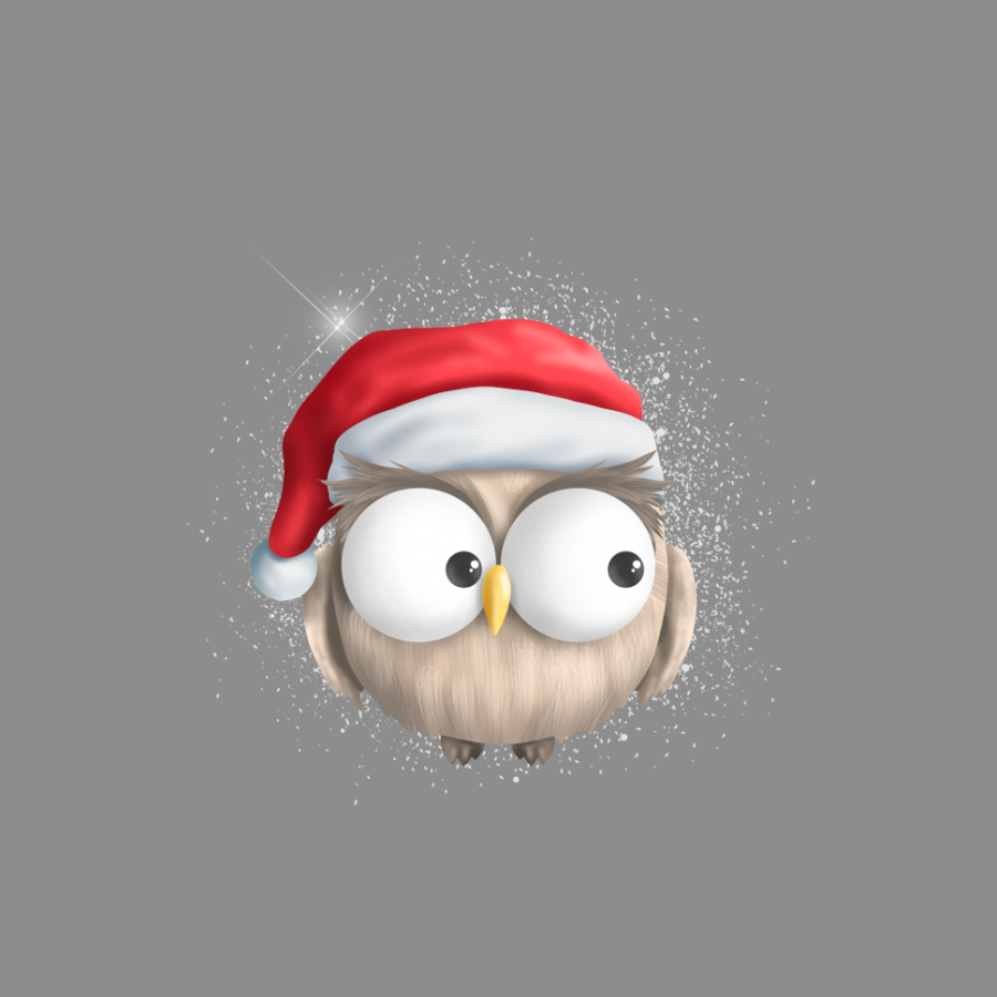 Panel Weihnachten Eule - dunkelgrau