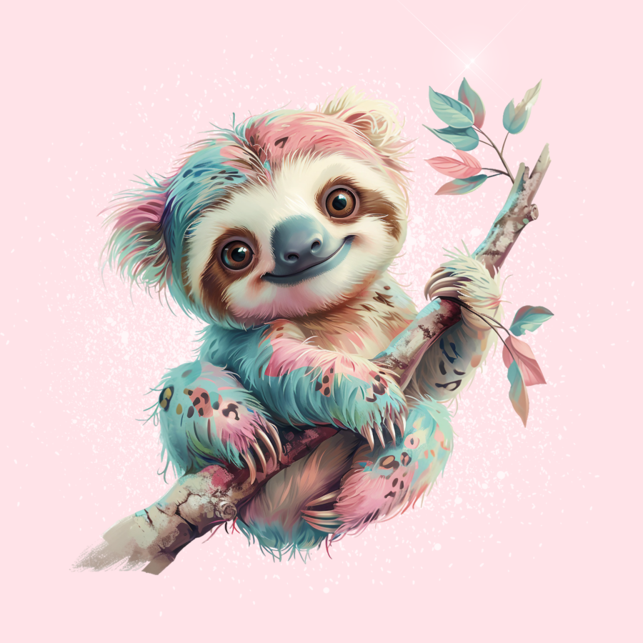 Patch Faultier Blätter - rosa