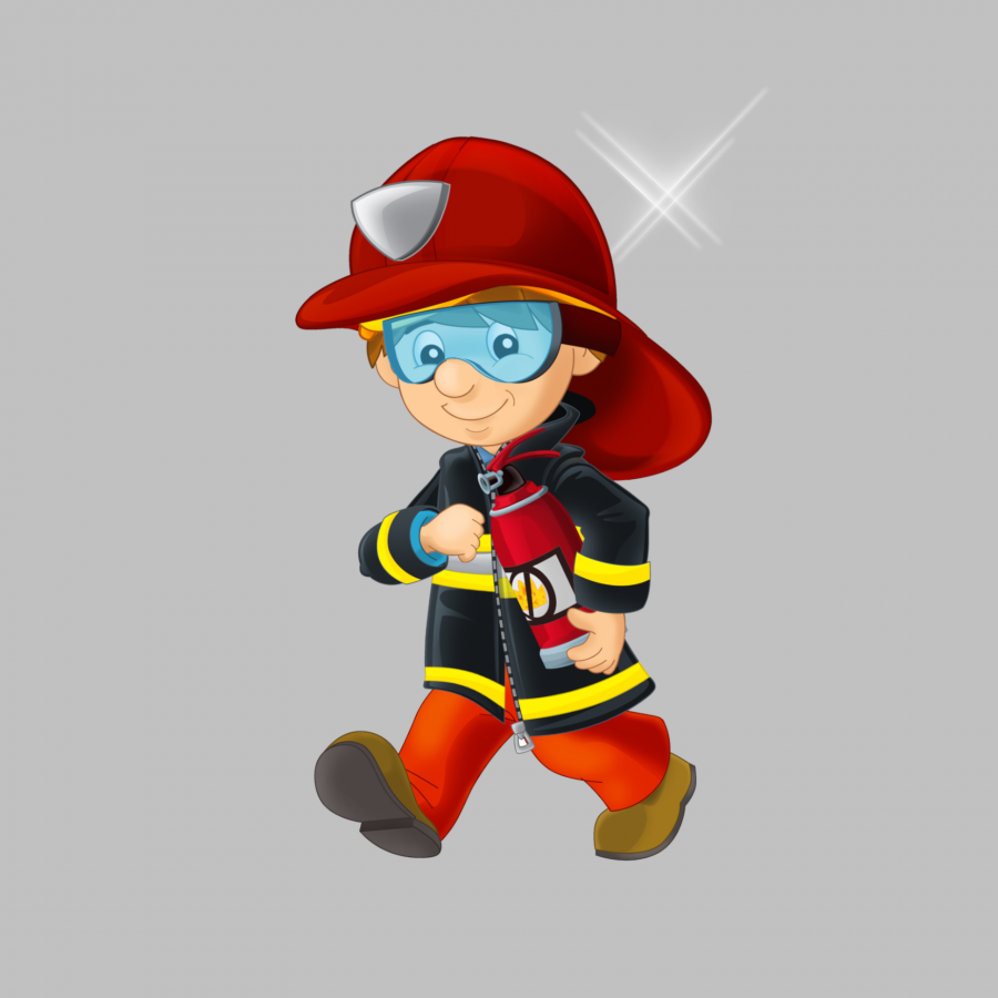 Minipanel Feuerwehrmann - grau 25x25cm