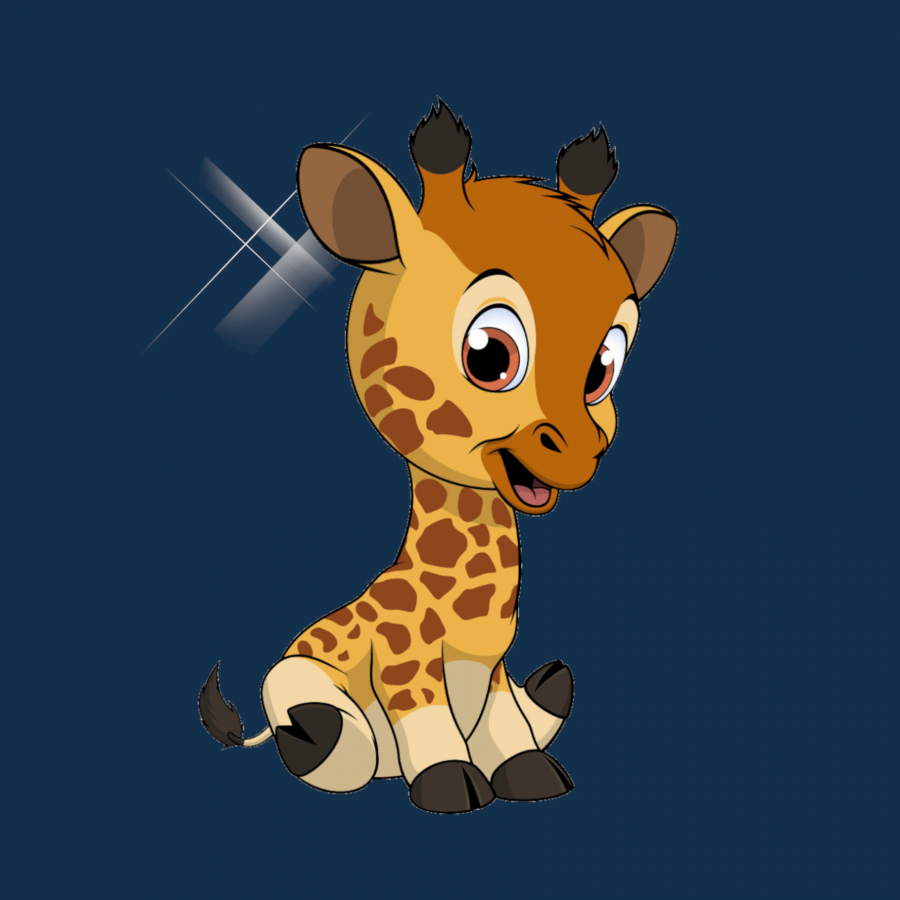 Minipanel Giraffe Tierbaby - dunkelblau 25x25cm