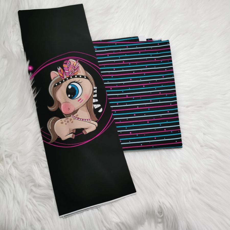 Jersey Streifen schwarz - lila pink türkis