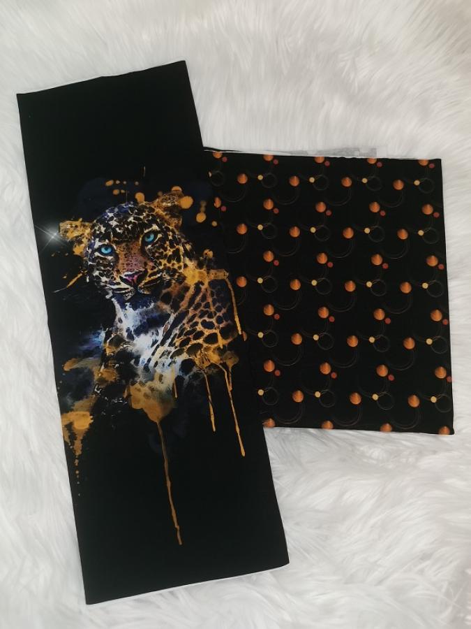 Jersey Punkte Kreise schwarz - orange