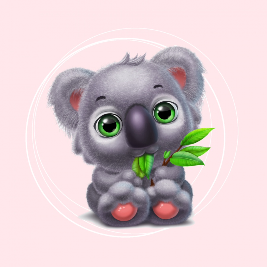 Minipanel Koala Blatt - rosa 25x25cm