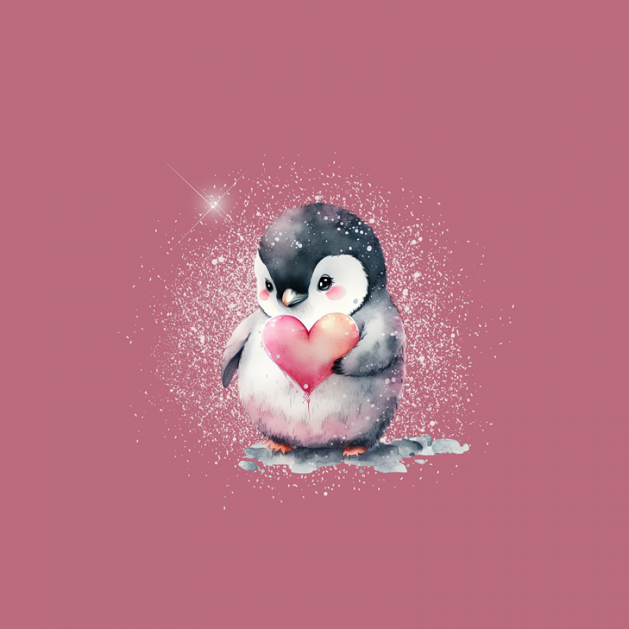 Panel Pinguin Herz - altrosa