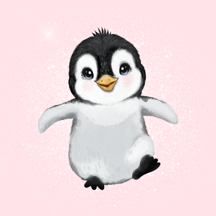 Minipanel Pinguin flauschig - rosa 25x25cm