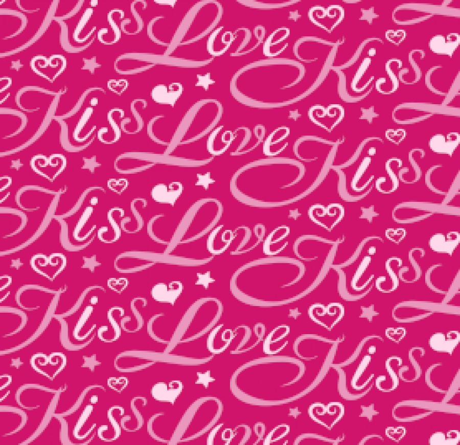 Jersey Schrift KISS LOVE - pink