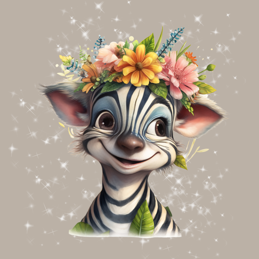 Minipanel Zebra Blume - beige dunkel 25x25cm