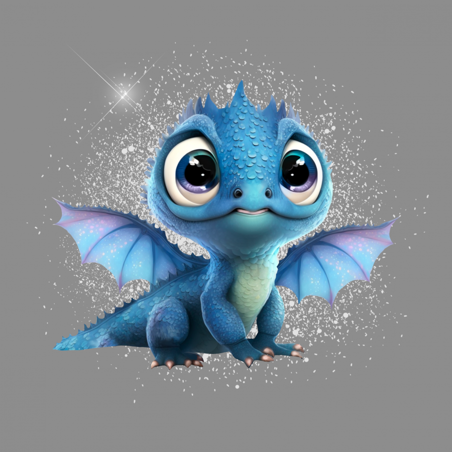Minipanel Drache blau - dunkelgrau 25x25cm
