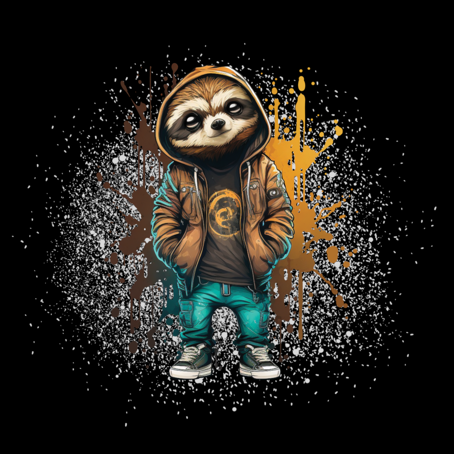 Patch Faultier cool - schwarz