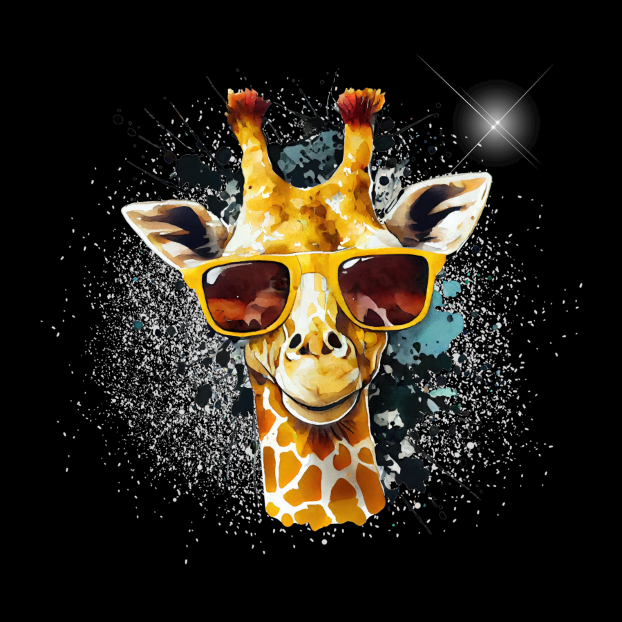 Minipanel Giraffe Brille - schwarz 25x25cm