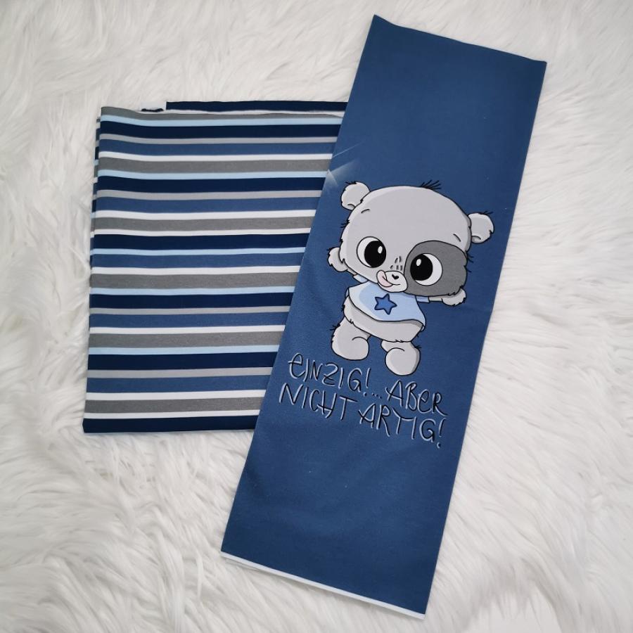 Jersey Streifen - dunkelblau hellblau grau