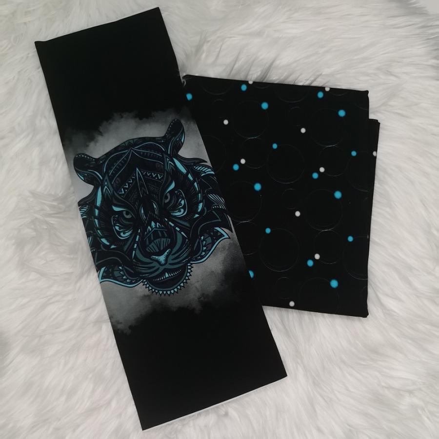 Panel Tiger Kopf türkis blau - schwarz