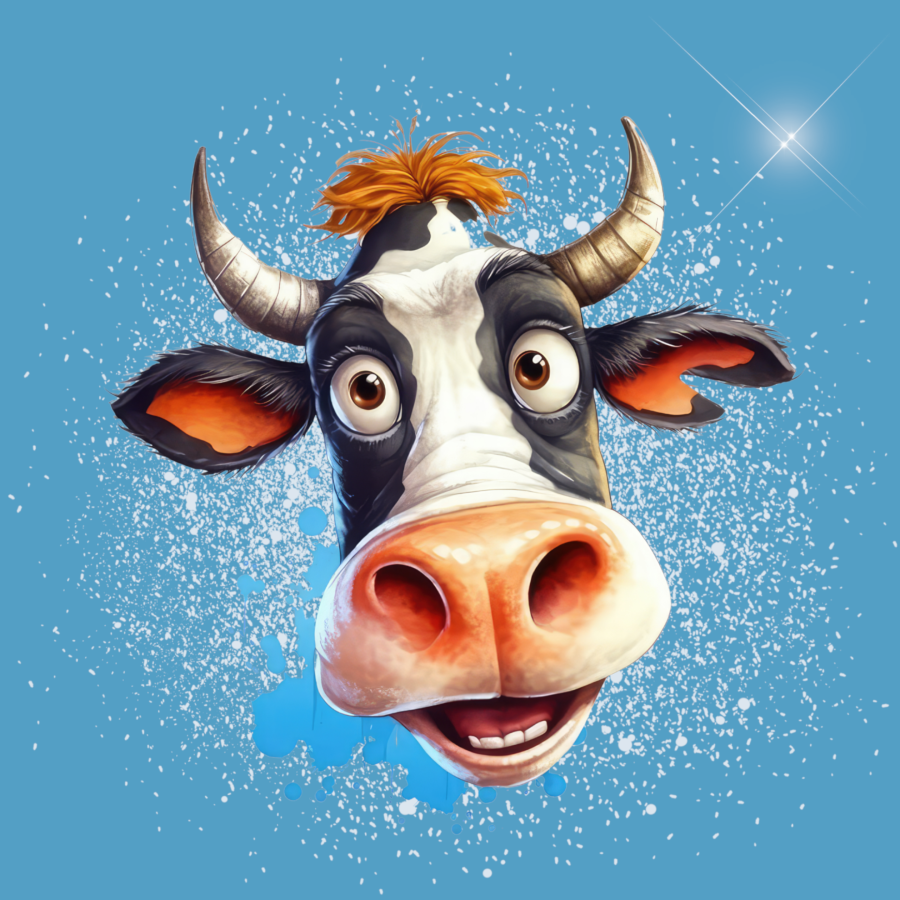 Minipanel Kuh Kopf - blau 25x25cm