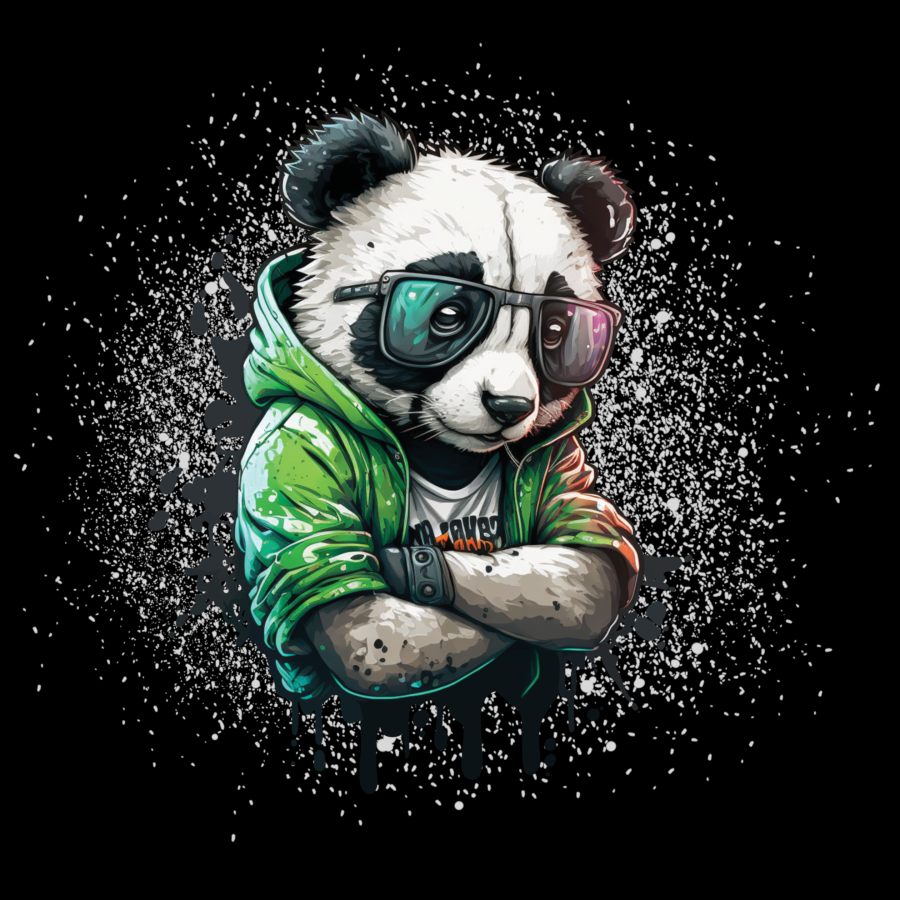 Patch Panda cool - schwarz