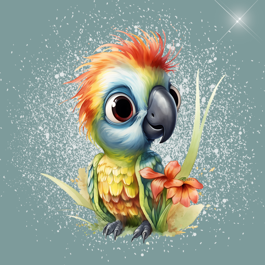 Minipanel Papagei - oliv 25x25cm