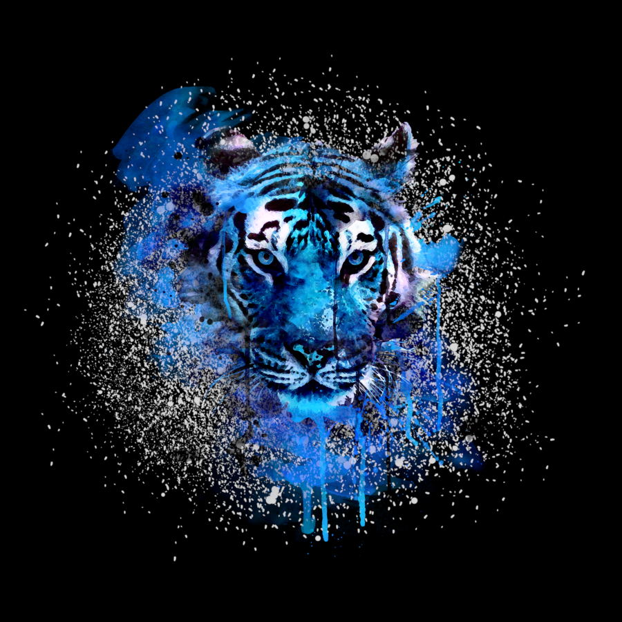 Patch Tiger blau - schwarz