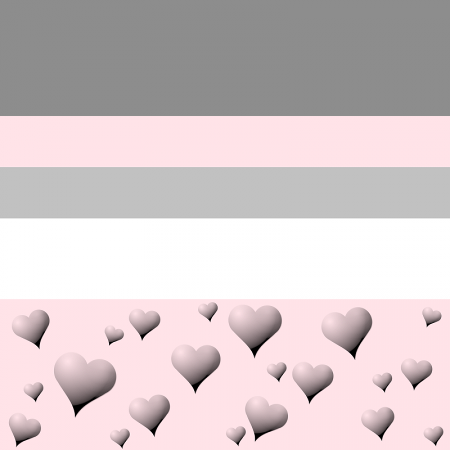 Jersey Streifen - rosa hell grau Herzen