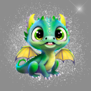 Patch Drache grün - grau