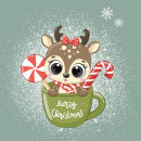 Minipanel Weihnachten Elch Tasse - grün 25x25cm