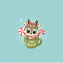 Panel Weihnachten Elch Tasse - mint
