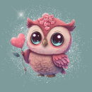 Patch Eule Herz - oliv