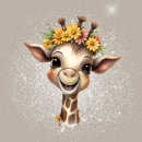 Minipanel Giraffe Blume - beige dunkel 25x25cm
