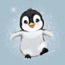 Minipanel Pinguin flauschig - mattblau 25x25cm