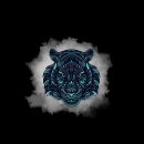 Panel Tiger Kopf türkis blau - schwarz